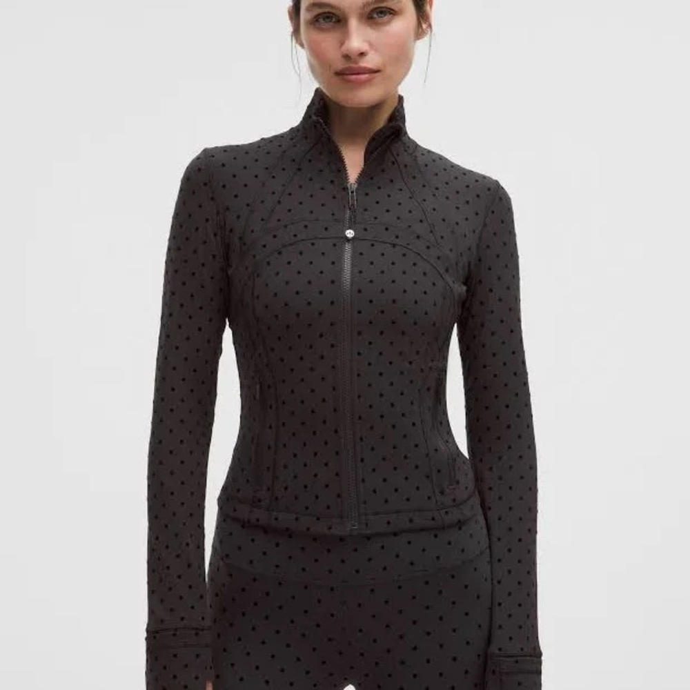 Lululemon Black Polka Flock Define Cropped Jacket